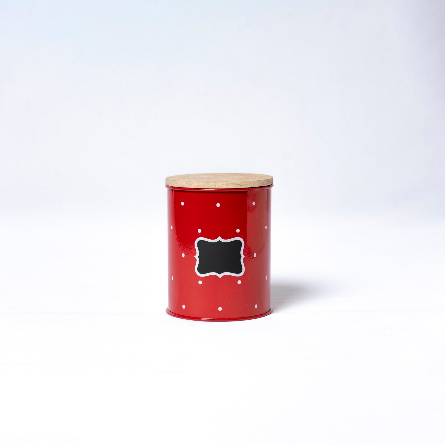 Polka Dot Design Steel Storage Container with Wooden Lid (Red) - SCST0005 - View 1