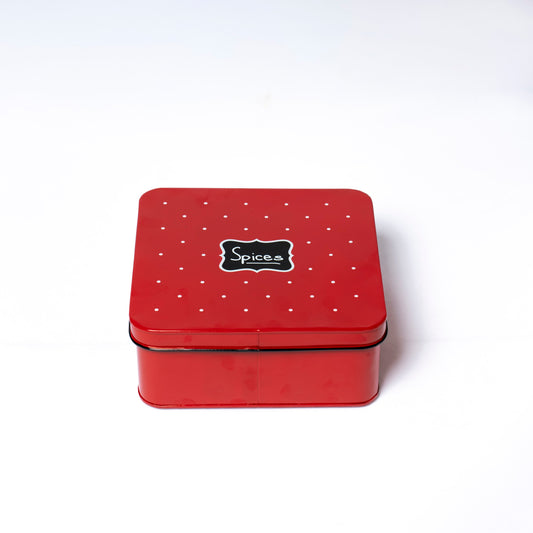 Polka Dot Design Steel Spice Box  (Red) - SBST0001 - View 1