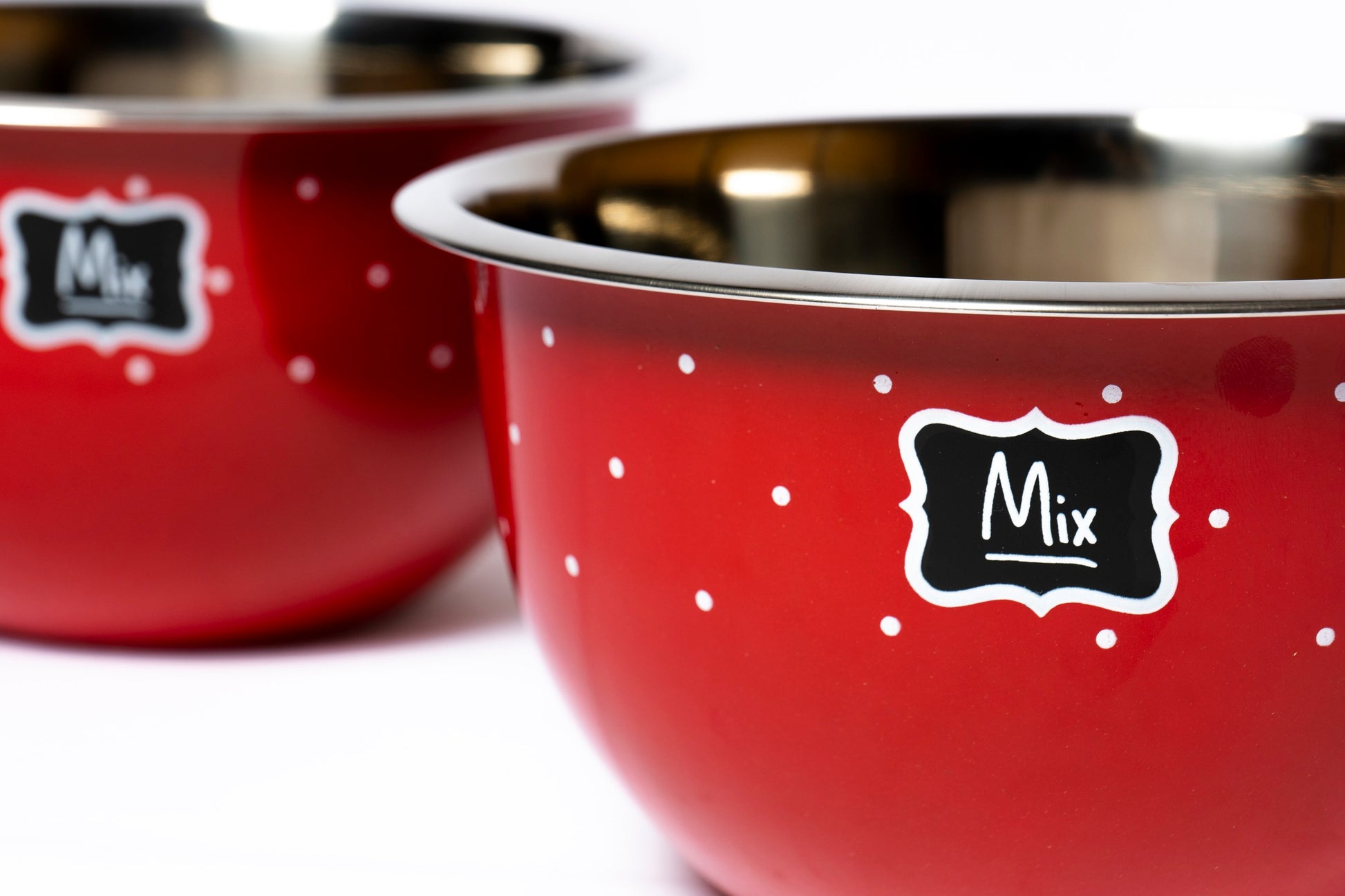 Polka Dot Steel Mixing Bowl (Red) - MBST0001 - View 3