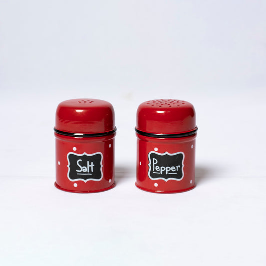 Polka Dot Steel Pepper and Salt Dispenser (Red) - SPST0001 - View 1