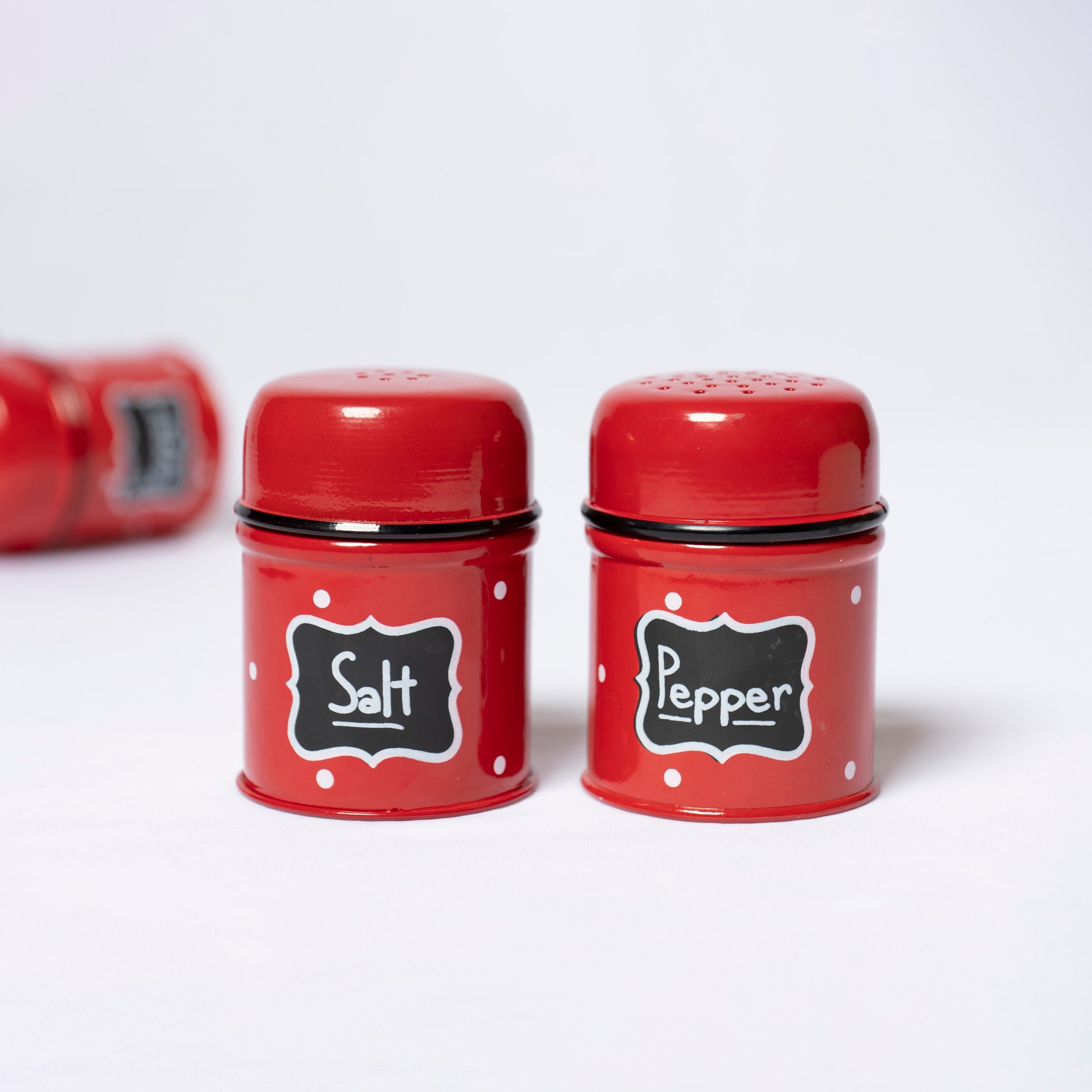 Polka Dot Steel Pepper and Salt Dispenser (Red) - SPST0001 - View 4
