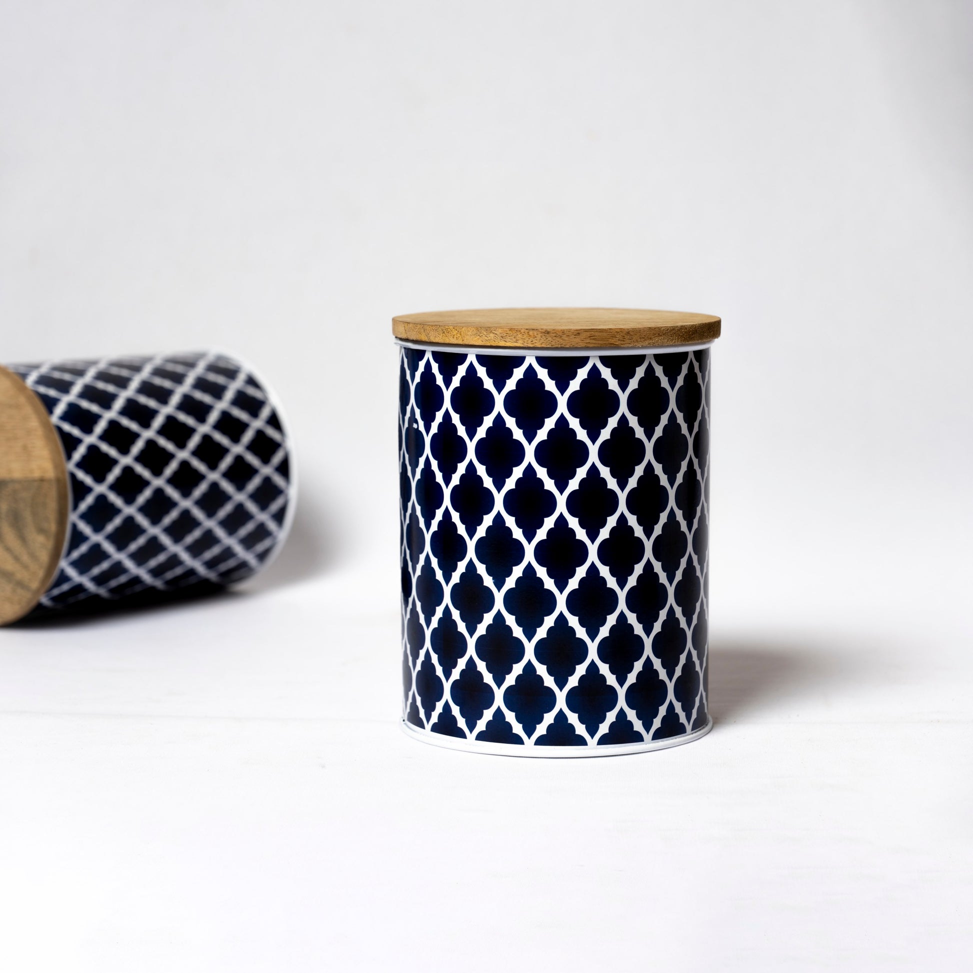 Steel Container with Wooden Lid - Large (Blue) - SCST0007 - View 5