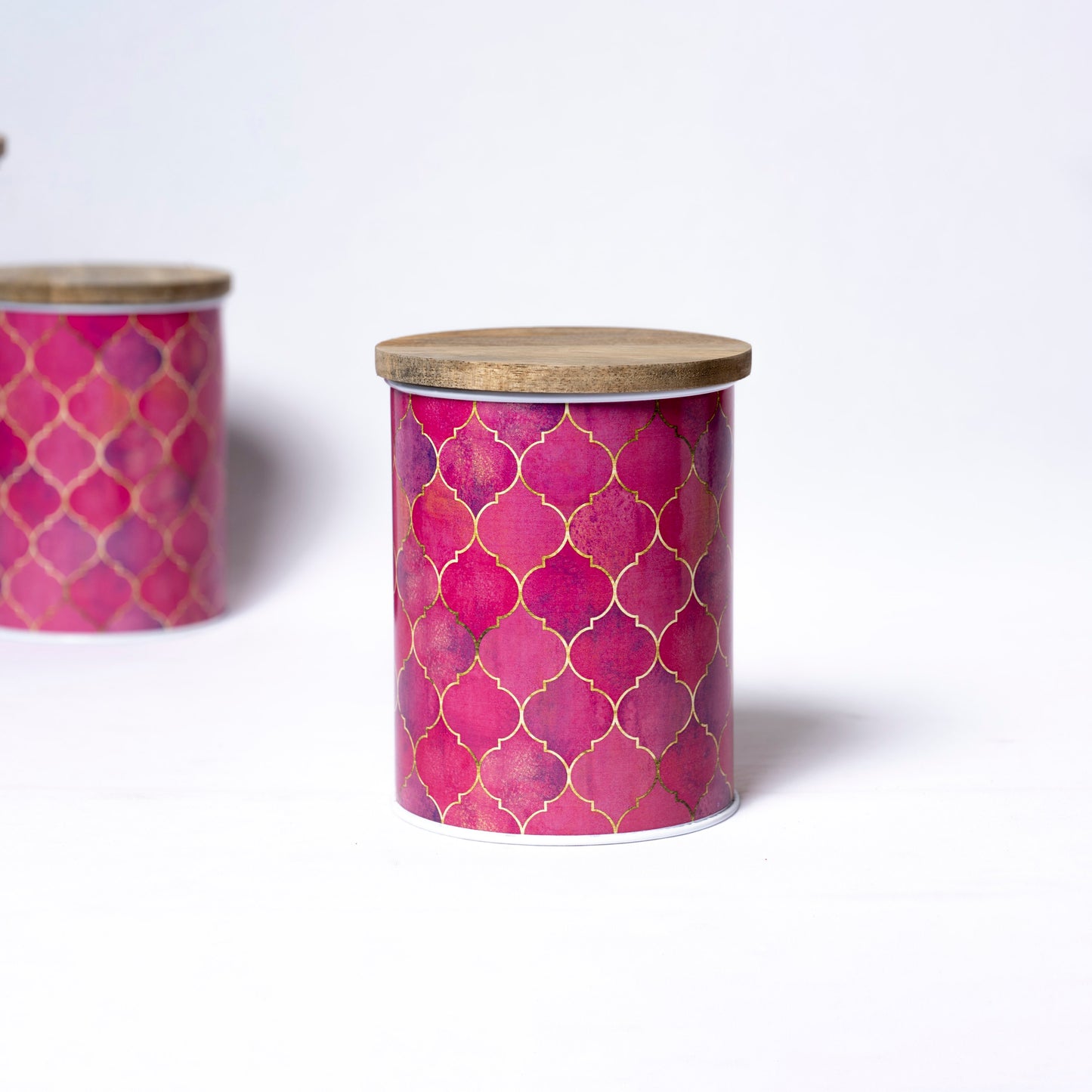 Steel Container with Wooden Lid - Medium (Pink) - SCST0011 - View 3