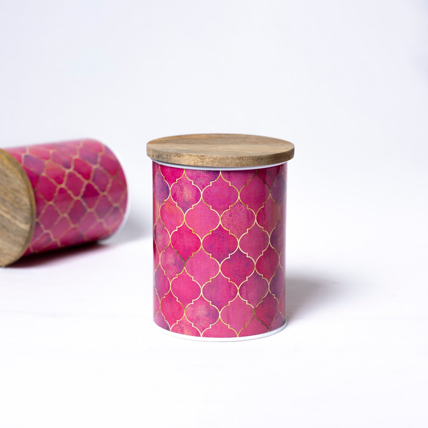 Steel Container with Wooden Lid - Medium (Pink) - SCST0011 - View 4