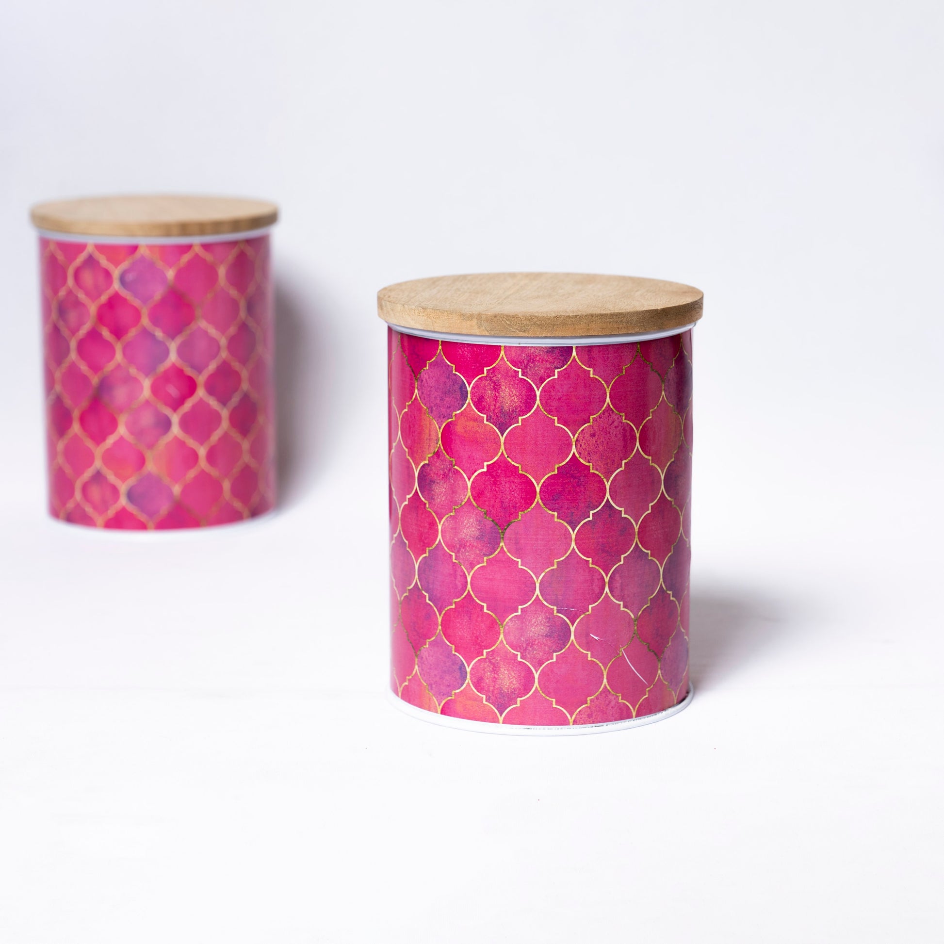 Steel Container with Wooden Lid - Large (Pink) - SCST0012 - View 4