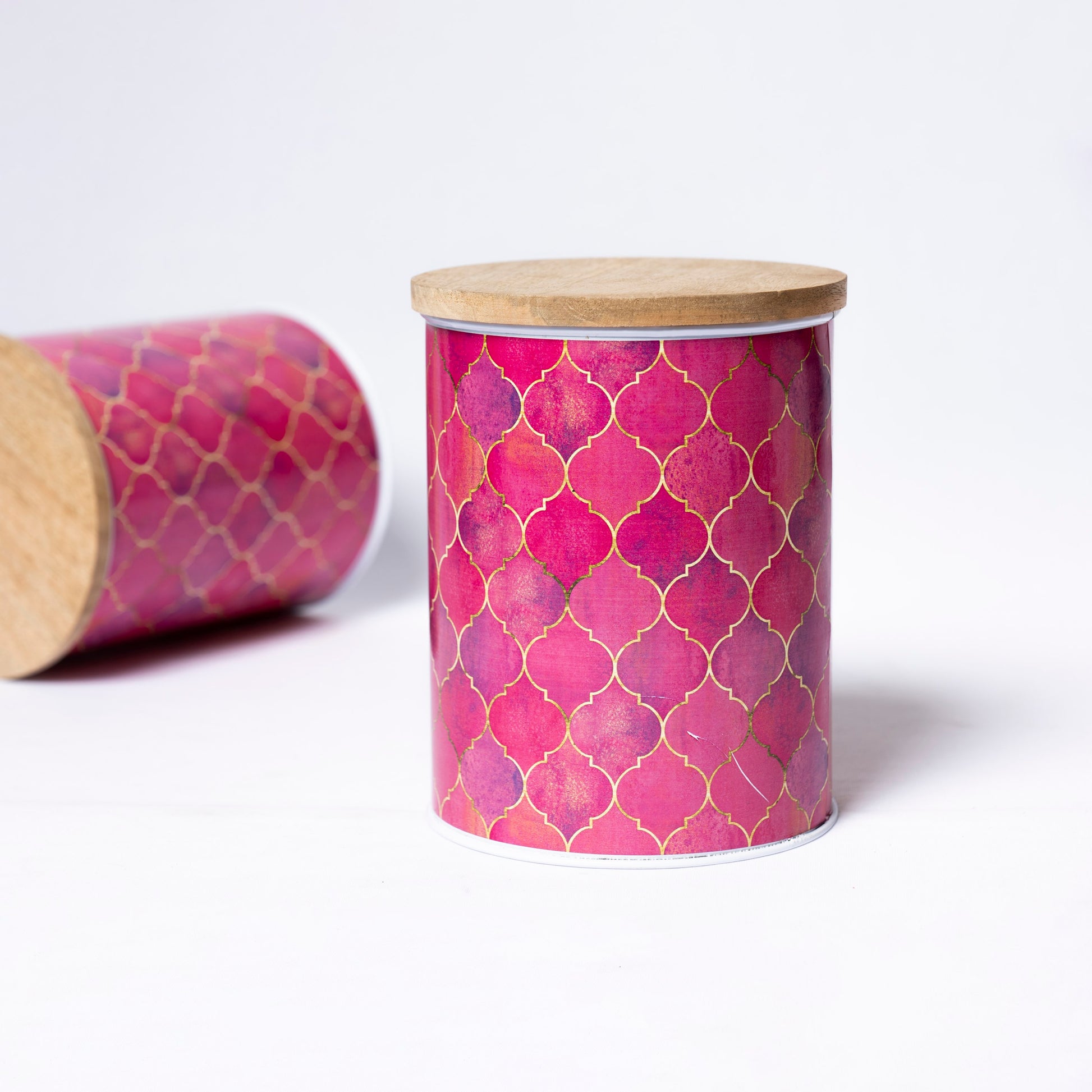 Steel Container with Wooden Lid - Large (Pink) - SCST0012 - View 5