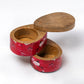 Double Wood Storage Bowls with Swivel Lid