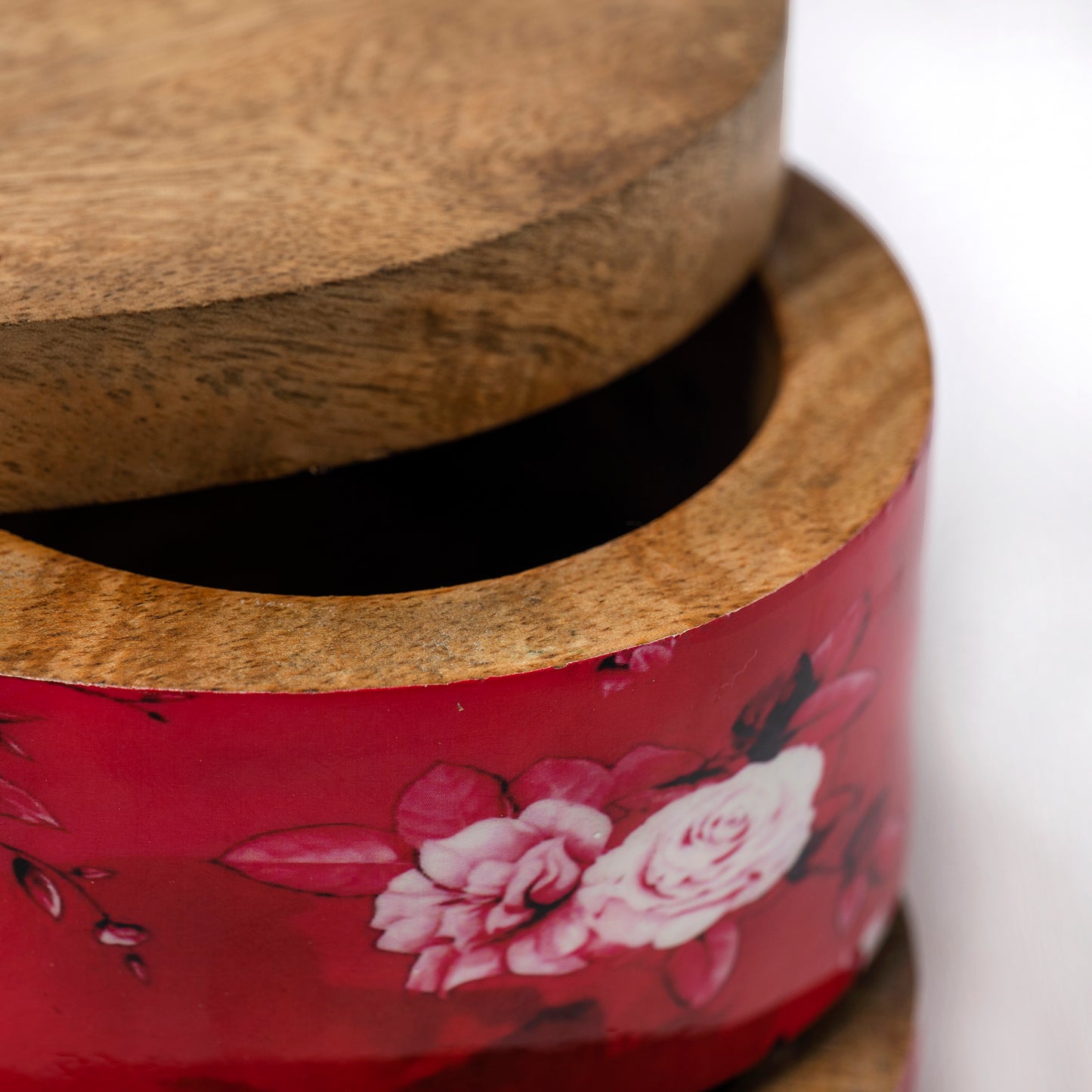 Double Wood Storage Bowls with Swivel Lid