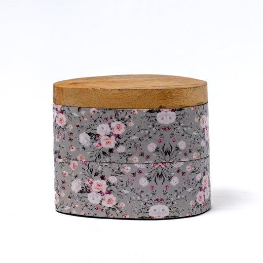 Double Wood Storage Bowls with Swivel Lid