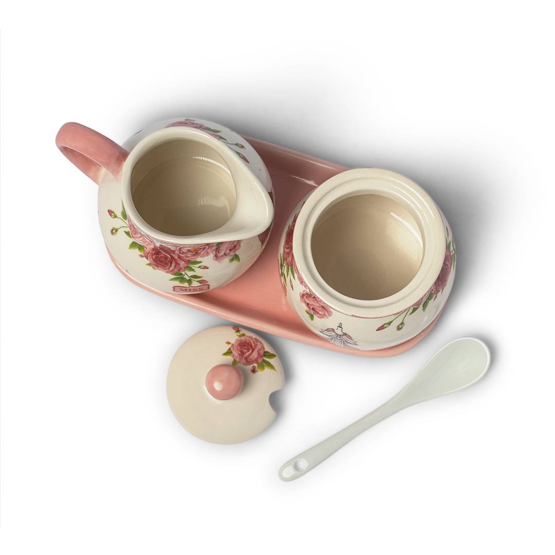 Ceramic Sugar Bowl And Creamer Set