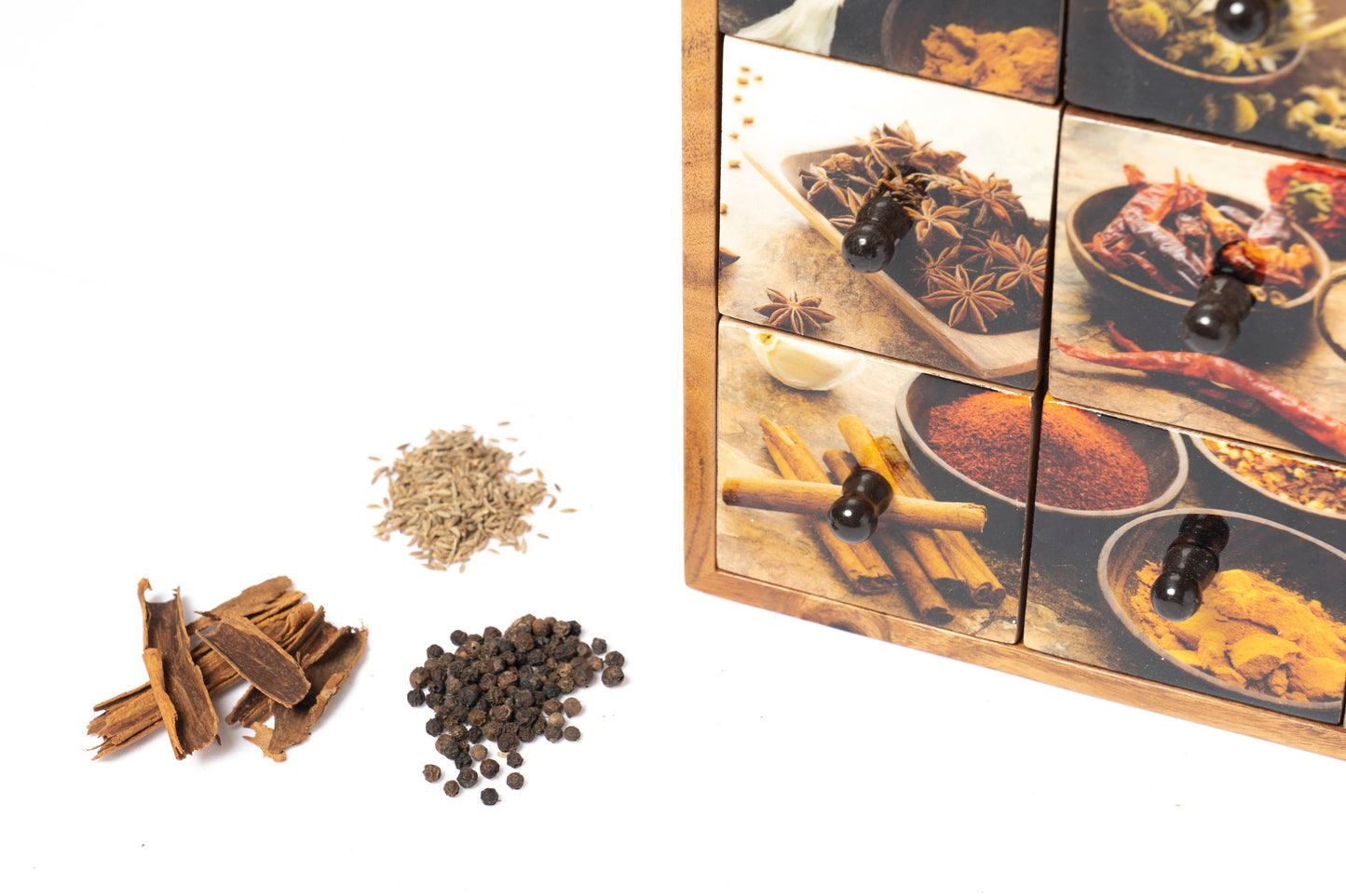 Wood Spice Rack With Nine Drawers (spice design)