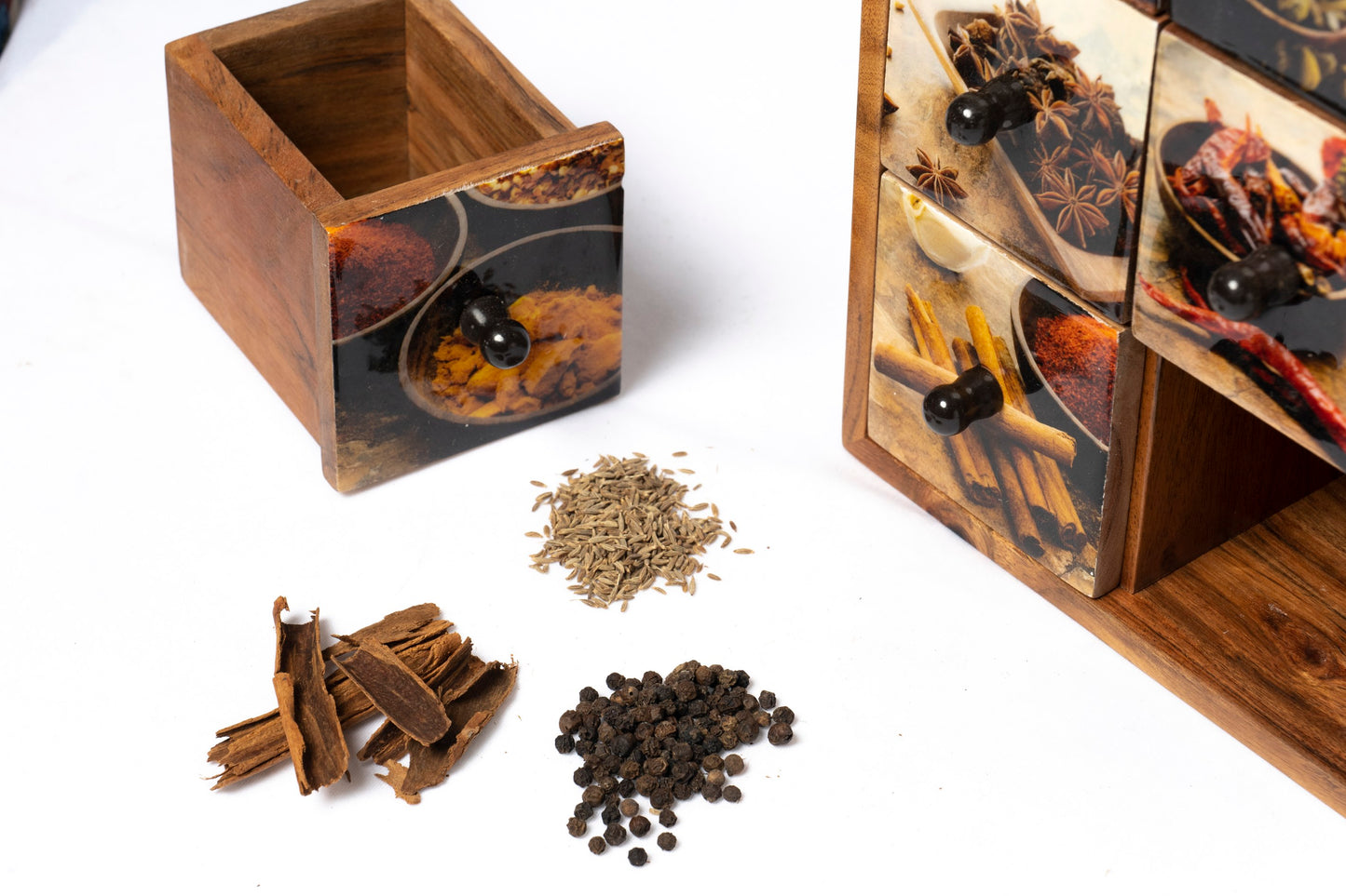 Wood Spice Rack With Nine Drawers (spice design)