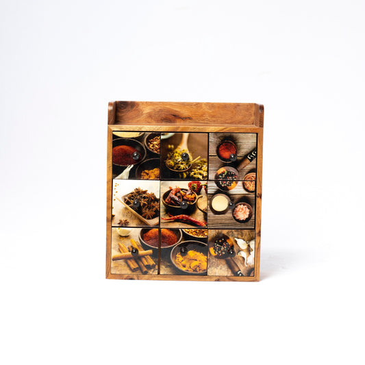 Wood Spice Rack With Nine Drawers (spice design)
