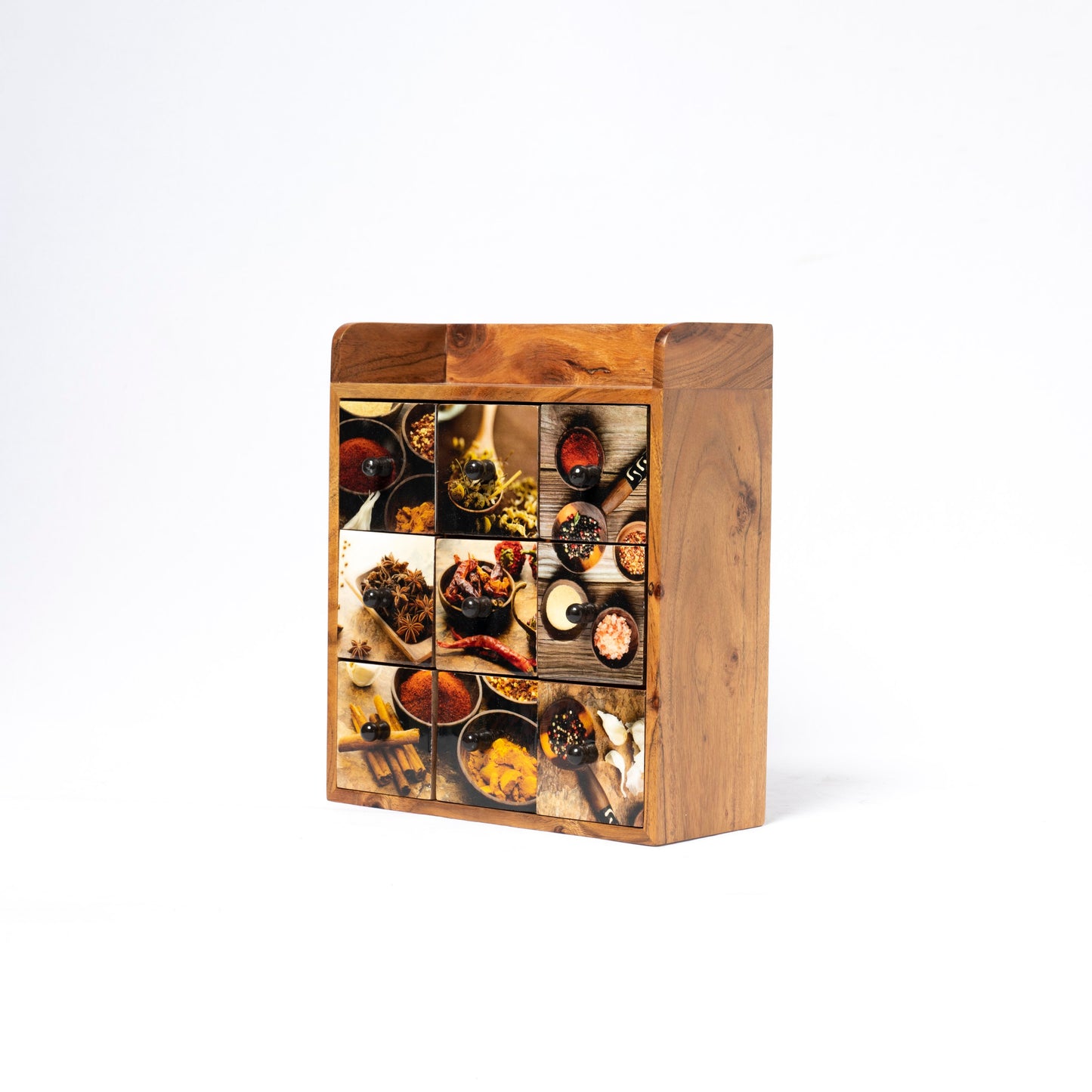 Wood Spice Rack With Nine Drawers (spice design)