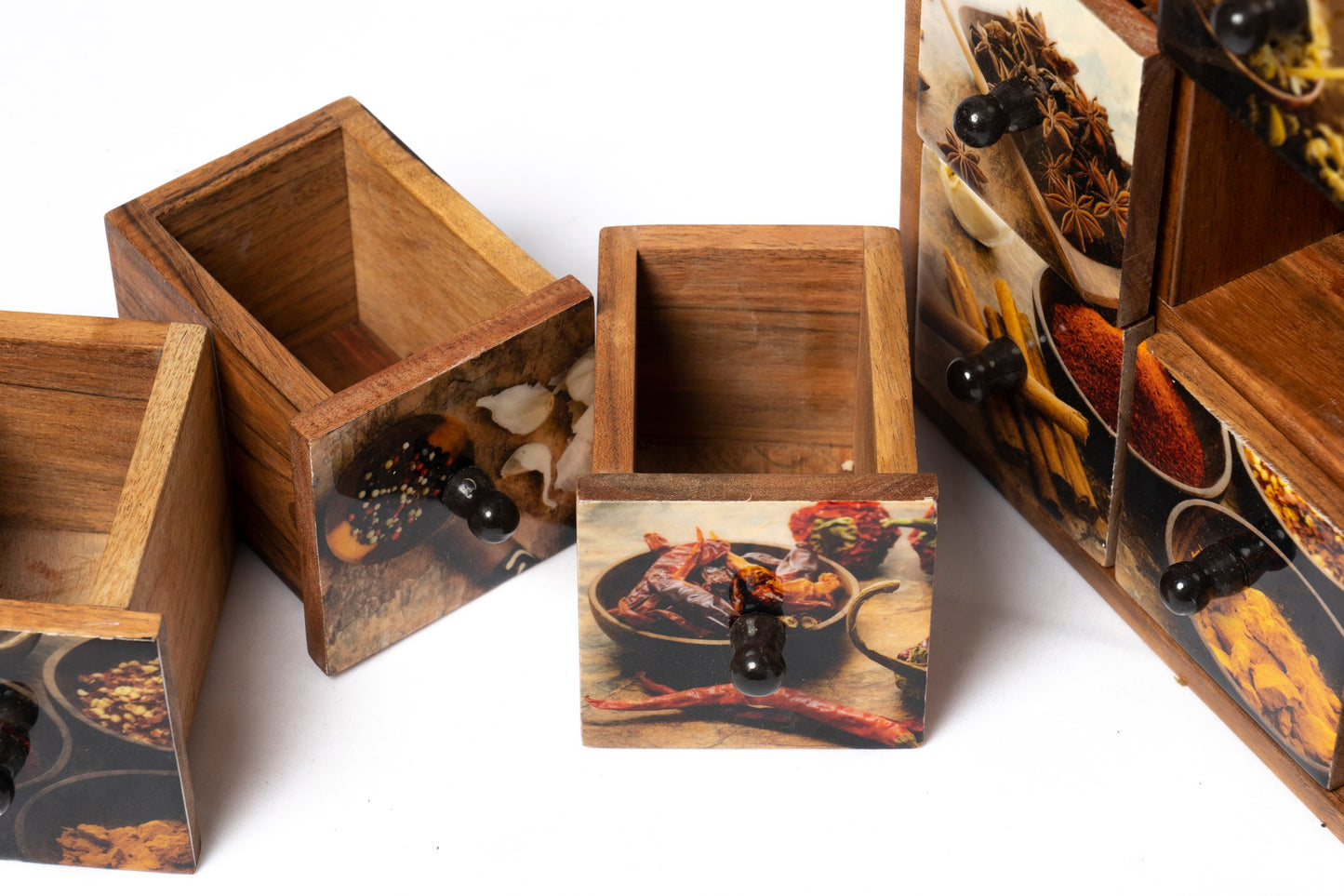 Wood Spice Rack With Nine Drawers (spice design)