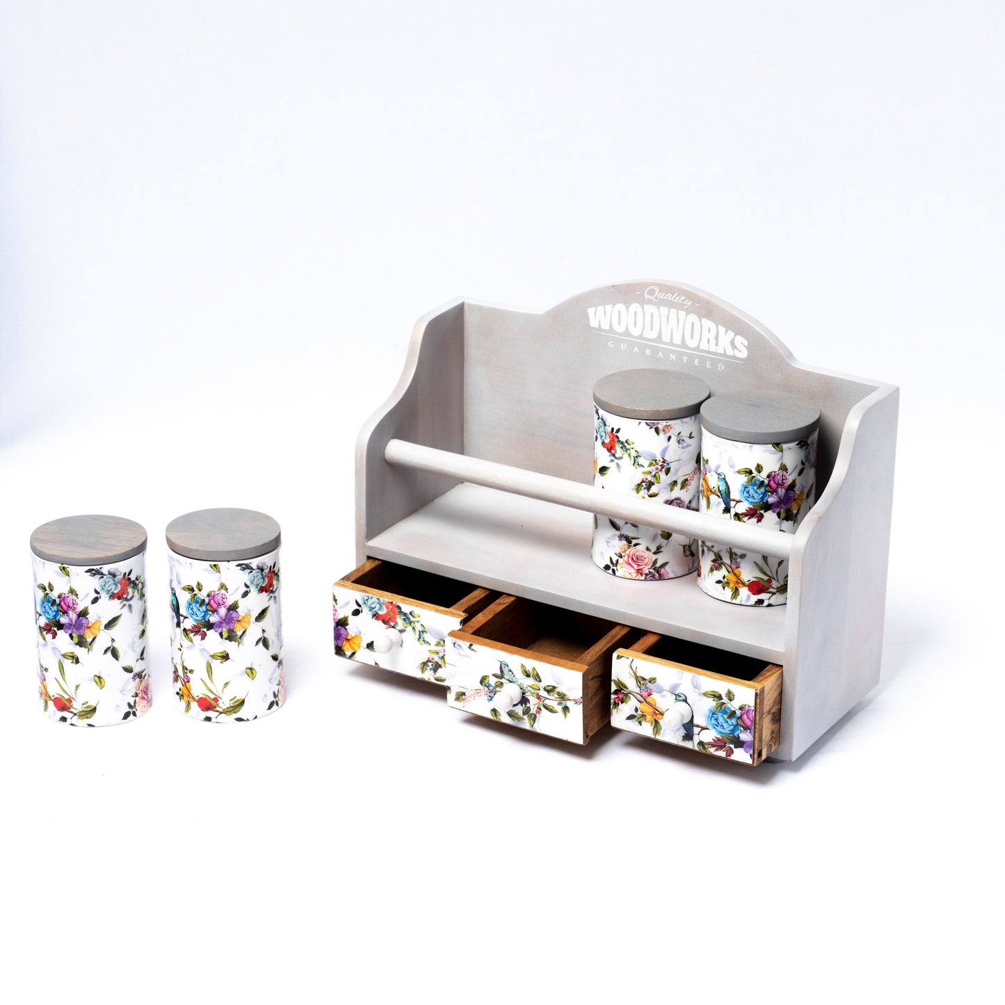 Wood Spice Drawers With Jars