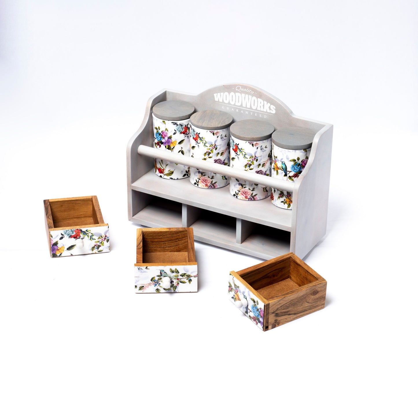 Wood Spice Drawers With Jars