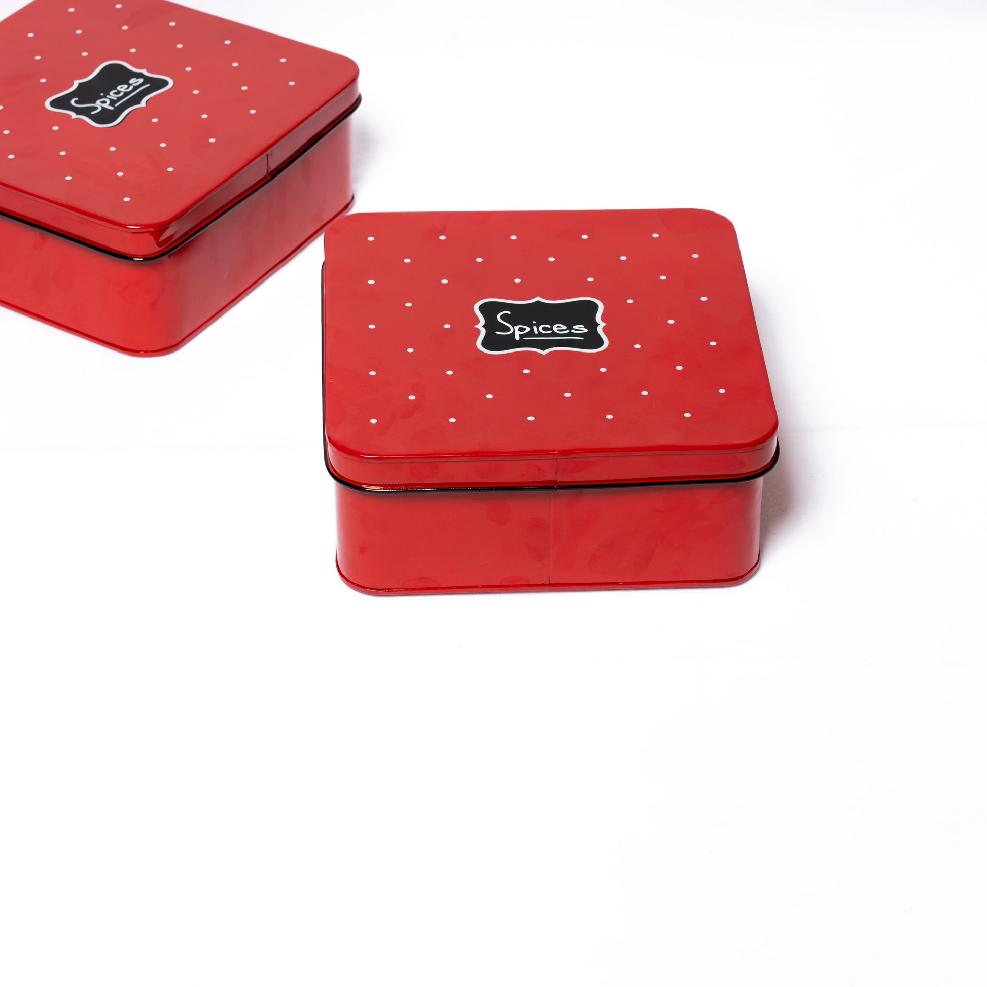 Polka Dot Design Steel Spice Box  (Red) - SBST0001 - View 5