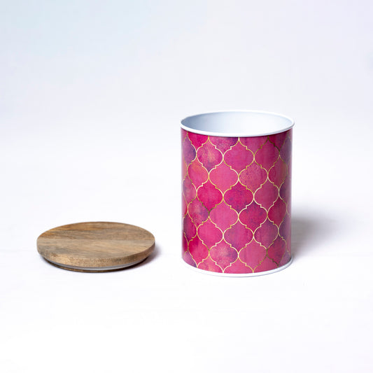 Steel Container with Wooden Lid - Medium (Pink) - SCST0011 - View 2