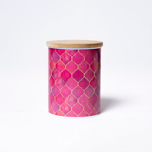 Steel Container with Wooden Lid - Large (Pink) - SCST0012 - View 1
