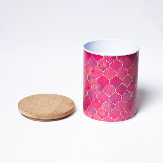 Steel Container with Wooden Lid - Large (Pink) - SCST0012 - View 2