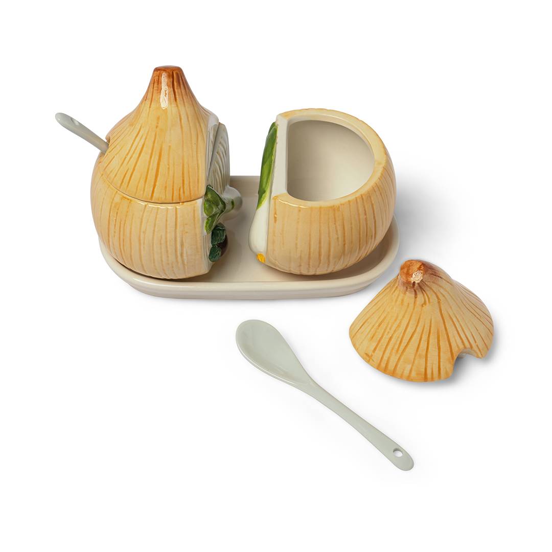 Ceramic Onion Jar With Spoon Set