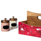 4 Partition Wooden Oil Caddy (Red) - OCWD0003 - View 3