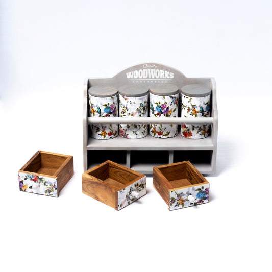 Wood Spice Drawers With Jars
