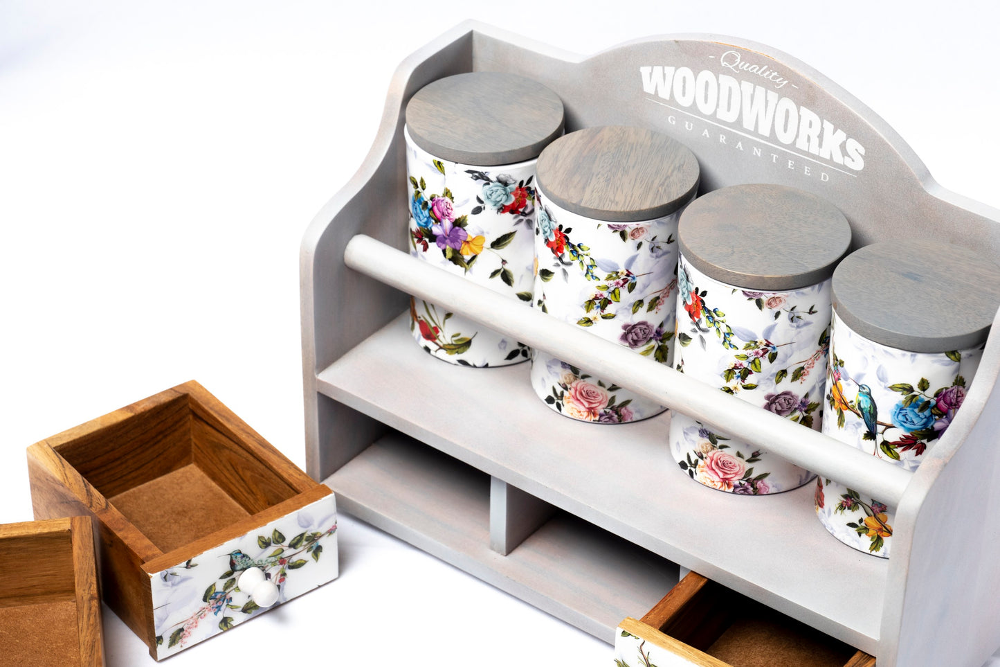 Wood Spice Drawers With Jars
