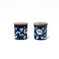 Blue Ceramic Jar With Wood Lid